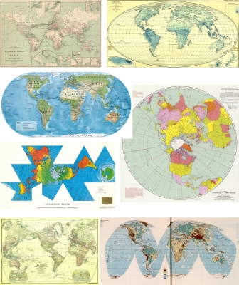 Mosaico de mapas del mundo