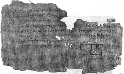 Papiro del s. I ó II a. D. con un fragmento de la proposición 5  del libro II de los Elementos