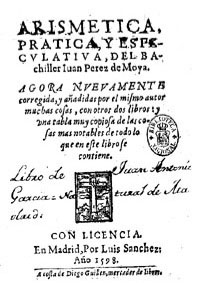 Portada de la Aritmética de Juan Pérez de Moya