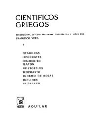 Francisco Vera Científicos Griegos con una edición de los  Elementos en el apartado dedicado a Euclides