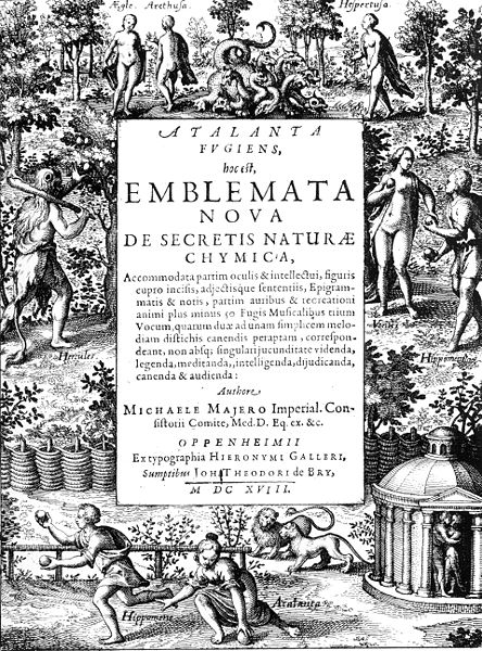 Portada de "Atalanta Fugiens" de Michael Maier, 1617